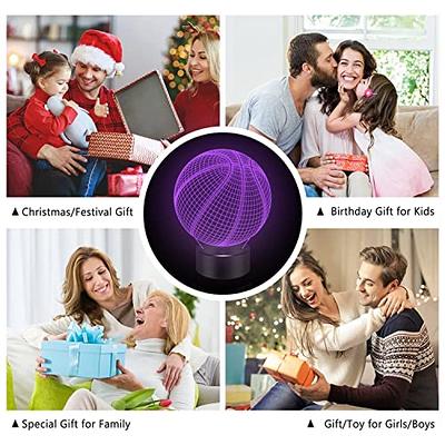 Linkax Basketball Stuff Accessories Night Light, Basketball Gifts for Boys  Girls Teens, Christmas Gifts 3D Illusion Basketball Photo Frame Lamp with 7