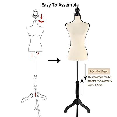 Hombour Female Mannequin Body Sewing Mannequin Torso Dress Form Adjustable Mannequin with Stand for Sewing Dressmaker Jewelry Display Beige