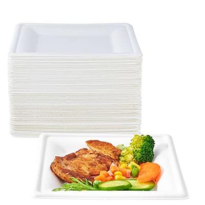 ECOLipak 100% Compostable 10 inch Paper Plates, 150 Pack Heavy 10 Inch White