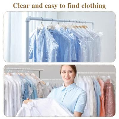 Pack Of 50 Garment Bag Transparent Clothing Dust Cover Dustproof Hanging  Clothes For Dry Cleaner, Home Storage,travel, Clothes Storage Closet