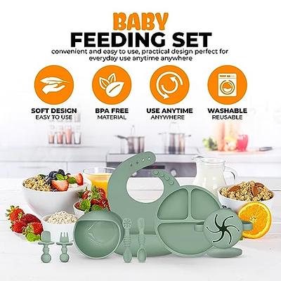 Baby Feeding Utensils Set, 7-Piece Silicone Toddler Supplies - Adjustable