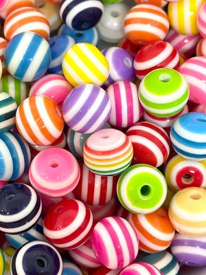 12mm Chunky Striped Bead Set For Jewelry Making, Fun Stripes