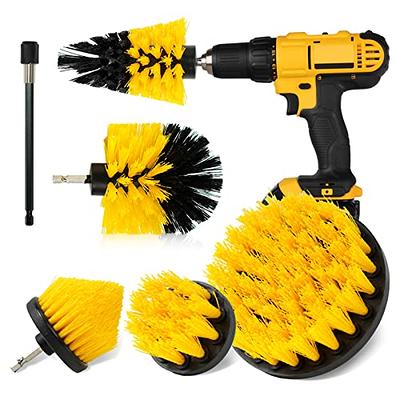 Drillbrush Stiff Bristle Power Scrubber Cleaning Kit with Extension, Patio, Deck Brush, Garden Statues, Headstones