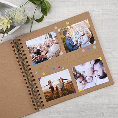 Blank Hardcover 12x12 Scrapbook Album for Photos, Black Spiral Bound  Wedding Guest Book (40 Sheets)