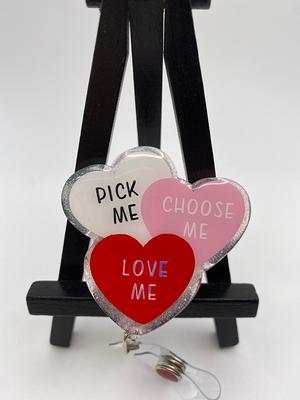 Pick Me, Choose Love Me Valentine Heart Nurse Badge Reel Reel