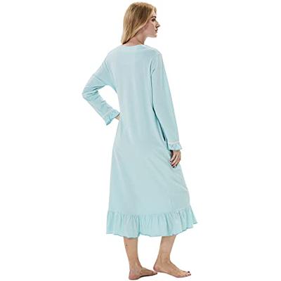 Keyocean Nightgowns for Women, Soft 100% Cotton Long Sleeve Warm  Comfortable Ladies Nightdress, Light Green, XX-Large - Yahoo Shopping