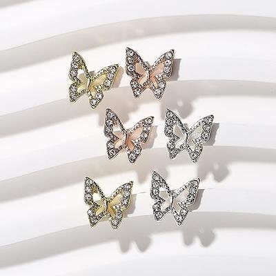 TRIANU 3D Alloy Butterfly Nail Charms,10 PCS Metal Butterfly Nail