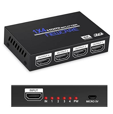 HDMI Splitter 1 In 2 Out - Aluminum 4K Signal V1.4 Powered HDCP Bypass  Supports
