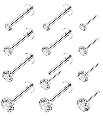 Ruifan 18G Surgical Steel 2.5mm Opal Diamond CZ Nose Stud Rings