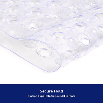 KENNEY Non-Slip Bath, Shower, and Tub Mat with Suction Cups, Clear