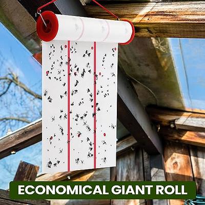 Giant Sticky Fly Trap Roll - MAX Strength - Outdoor/Indoor - Non Toxic -  for Flies and Other Bugs (2 Pack- Contains 2 Giant Fly Rolls)