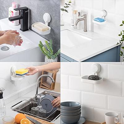 Soap Holder Soap Dish for Shower Suction Cup Wall Mounted NO-Drilling Self  Draining Removable Waterproof Strong Vacuum Suction Bar Soap Sponge Holder