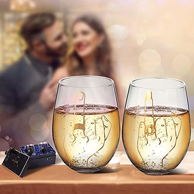 GEMTEND Engagement Gifts for Couples, Ring Finger Wine Glass