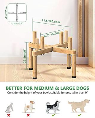 Vantic Dog Bowl Stand, Adjustable Elevated Dog Food Stand for 6.5-11 Wide  Bowls, Durable Bamboo Raised Dog Bowl Holder for Small and Medium Dogs(Bowl