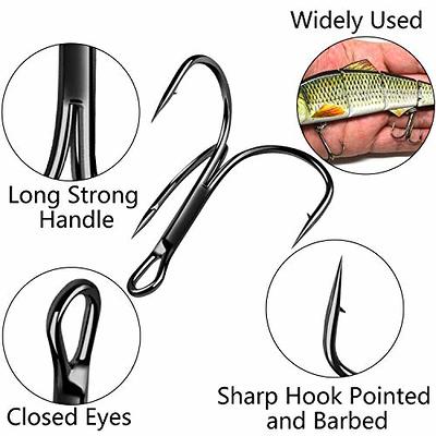 50pcs/set Multi-size Fishing Hook 5x Strong High Carbon Steel Sharp Treble  Hooks