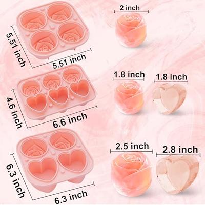 AIBIRUI Rose Ice Cube Mold,2 inch Whiskey Ice Cubes,Large Silicone Ice Cube  Tray with