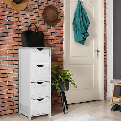 Bathroom Storage Cabinets Free Standing with 4 Drawers White for