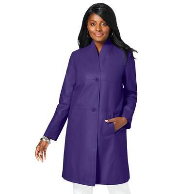 Plus Size Women's Leather Swing Coat by Jessica London in Midnight Violet ( Size 24) Leather Jacket - Yahoo Shopping