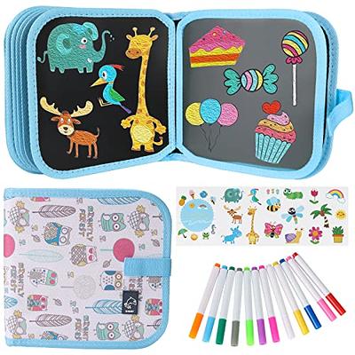 14 Pages Erasable Doodle Book For Kids - Toddler Activity Toy, Reusable Drawing  Pad With 12 Watercolor Pencils, Preschool Travel Art Toy, Road Trip Car  Play Writing And Drawing Set For Boys