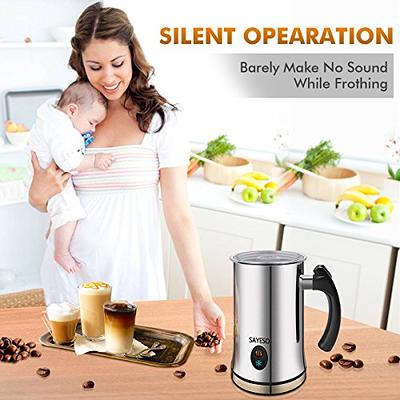 Milk Frother, Electric Milk Steamer with Hot or Cold Functionality,  Automatic Milk Frother and Warmer, Silver Stainless Steel, Foam Maker for  Coffee