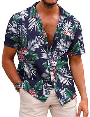 Printed Cotton Mens Button Down Shirts , Beach Wear , Hawaiian