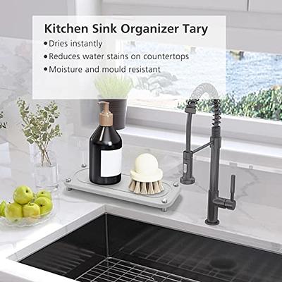 Kitchen Countertop Dish Soap Holder, Sponge Holder with Drain Pan - Kitchen  Sink Organizer - Sink Caddy Holder - Sink Tray - Soap Holder - SUS304