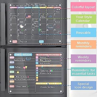  LOVIMAG 4 Pack Magnetic Acrylic Calendar for Fridge, Monthly  Weekly Daily and Blank Board Magnetic Fridge Calendar Set, Refrigerator  Calendar Dry Erase,Includes 6 Highlight Markers with 6 Colors : Office  Products