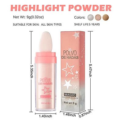 Highlighter Powder Stick, Polvo de Hadas Body Glitter Highlighter Makeup, Face High Gloss Sparkle Loose Highlight Powder, Brightens Makeup Stick for