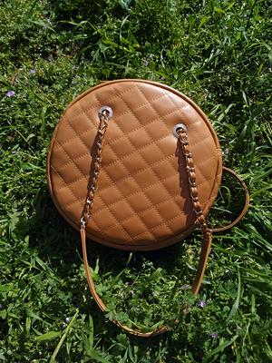 Diamonds Style Round Genuine Leather Shoulder Bag, Quilted Elegant Large  Minimalist Women Handbag, Eternal Fashion Bag - Yahoo Shopping