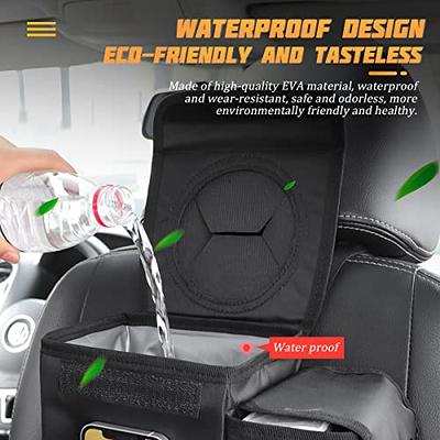 Car Trash Can with Lid and Storage Pockets - Waterproof Car Trash