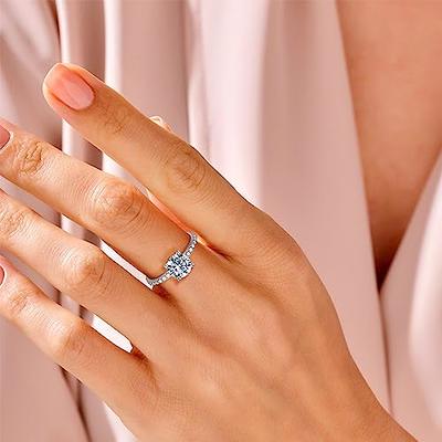 Women 18K Gold 925 Silver Twist Princess Moissanite Engagement Rings 