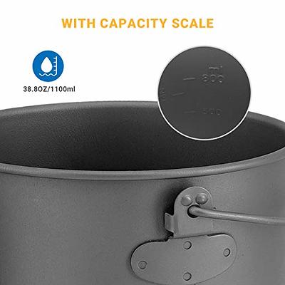 Boundless Voyage Outdoor Titanium Pot with Pan Set with Collapsible Folding  Handle for Outdoor Camping Cooking Hiking Backpacking Portable Cookware