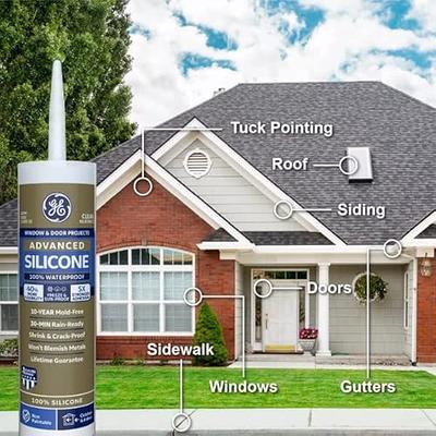 Adhesive Guru Clear Silicone Sealant Waterproof 10.15 fl.oz, All Purpose  100% Silicone Caulk, Weatherproof & Flexible Adhesive Sealant for Indoor  and