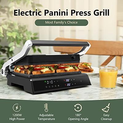 OVENTE Electric Indoor Grill with 13x10 Inch Non-Stick Cooking Surface,  1000W Fast Heat Up Power, Adjustable Temperature, Removable and Dishwasher