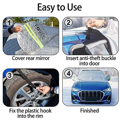 Windshield Cover for Ice and Snow- FOVAL Car Windshield Snow Cover with  Side Mirror Covers- 4-Layer Wiper Window Winter Protector Cover - Frost  Guard Windshield Cover for Compact Cars Gifts Men&Woman 