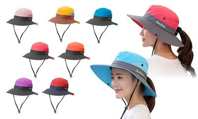 N POLAR Women'sUV Protection Sun Hat Foldable Wide Brim Ponytail