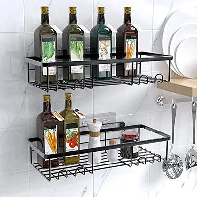 Posyla Shower Caddy, 2 PCS Shower Shelves with 6 Hooks, Stainless Steel  Wall