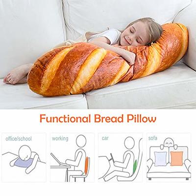 Mewaii 3D Simulation Bread Plush Pillow, Soft Butter Toast Bread Body  Pillow Lumbar Baguette Back Cushion, Bread Food Shape Pillow Stuffed Toys  Gift