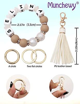 Silicone Keychain Bracelet For Women Beaded Keyring Wristlet House Car Keys  Ring Holder With Gift Box