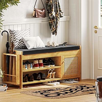 Wood Shoe Bench with Two-Tier Shoe Rack & Door Entryway Bench - Yahoo  Shopping