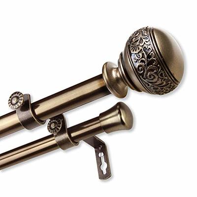 13/16 Dia Adjustable 48 to 84 Triple Curtain Rod in Satin Nickel with  London Finials