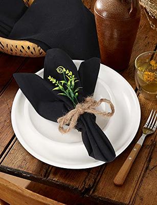 Hausattire Cloth Napkins Set of 12 (18x18 inches) Black - Cotton Reusable Dinner Napkins - Durable and Perfect for Everyday Use