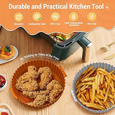 Square Reusable Silicone Air Fryer Basket, 8 Inch Food Grade Heat Resistant  Silicone Air fryer Liners