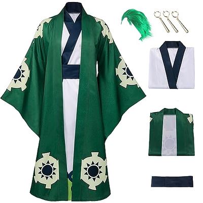 Roronoa Zoro Cosplay Costume Anime Roronoas Kimono Robe Halloween Outfit  Full Set With Earrings (M) - Yahoo Shopping