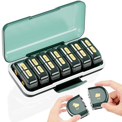 Zannaki Weekly Pill Organizer 7 Day 2 Times a Day, Portable Metal