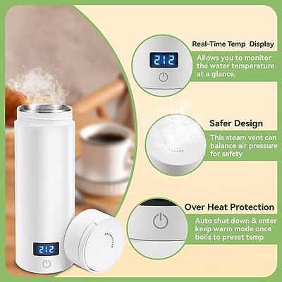 Techinal Hot Water Heater Mug Touch Display Electric Thermos Kettle Boiling  Heated Stainless Portable Travel Heating Coffee Cup 