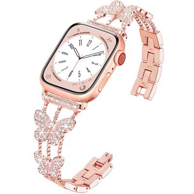  JFdragon for Apple Watch Band 38mm 40mm 41mm 42mm 44mm 45mm  Women Series 9 8 7 6 5 4 3 2 SE iwatch Bands Bling Metal Bracelet Fancy  Cute Dressy Strap Rose Gold : Cell Phones & Accessories