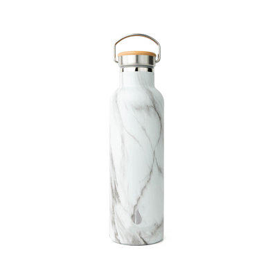 Double Wall Insulated Water Bottle - With Handle & Bamboo Lid