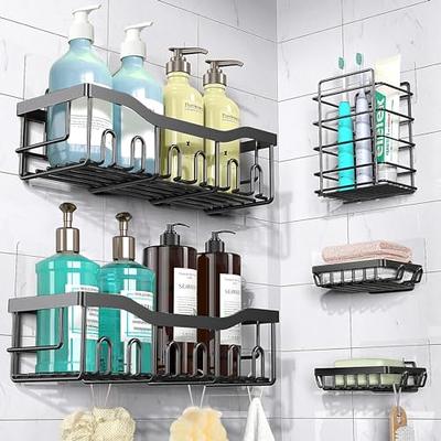 Shower Caddy Suction Cup, LUXEAR Shower Shelf Basket + Soap Dish Holder  NO-Drilling Removable One Second Installation Suction Shower Organizer  Powerful Waterproof Bathroom Caddy Storage 