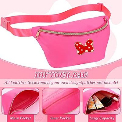 Aesthetic Preppy Pink Patched Fanny Pack!